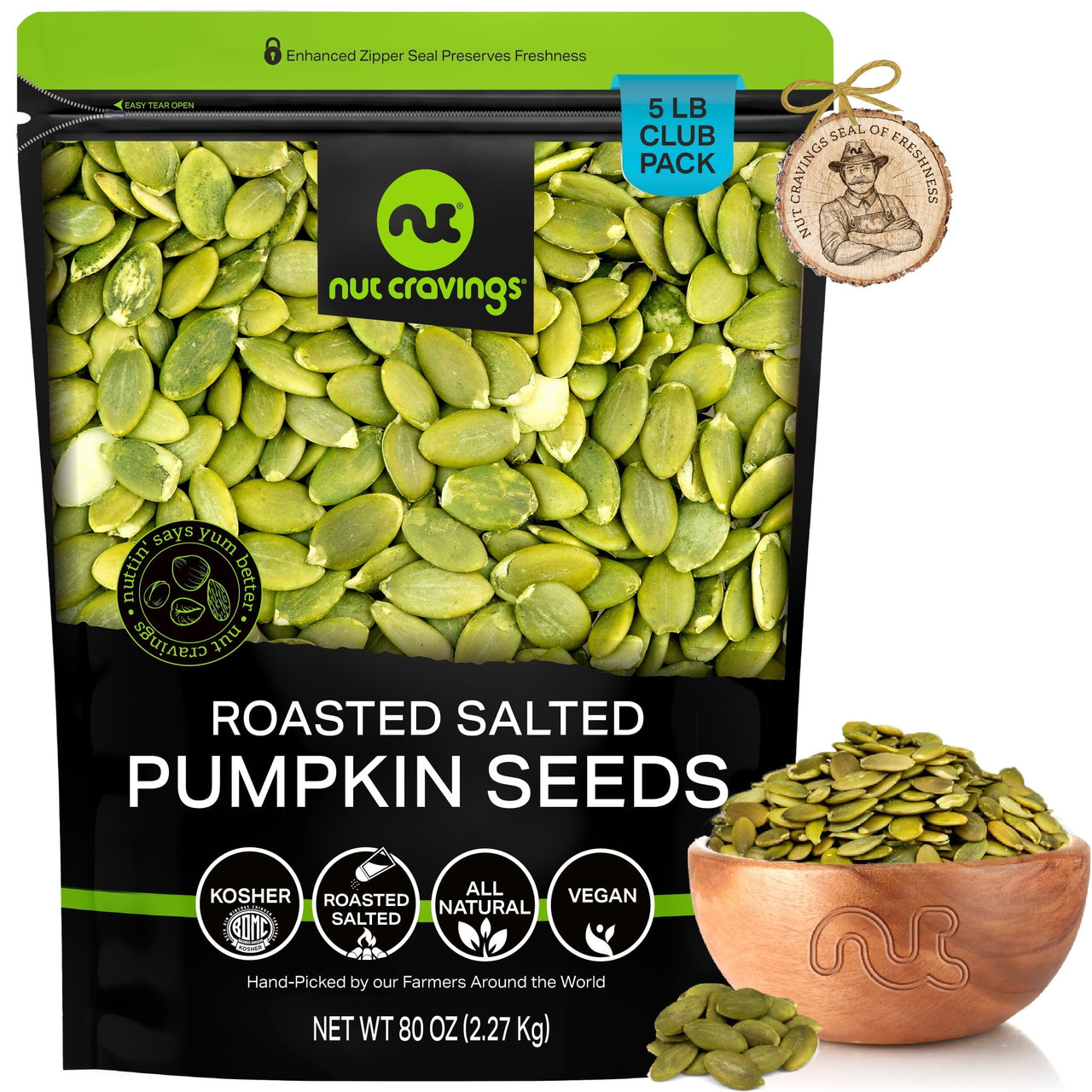Roasted & Salted Pumpkin Seeds, Pepitas, No Shell (5 lbs) by Nut Cravings - [From 147.00 - Choose pk Qty ] - *Ships from Miami