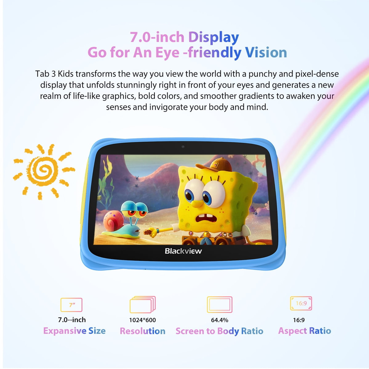 Blackview Tab 3 Kids,  32GB+2GB, 2MP, 7" WIFI Tablet   Pink - *In Store