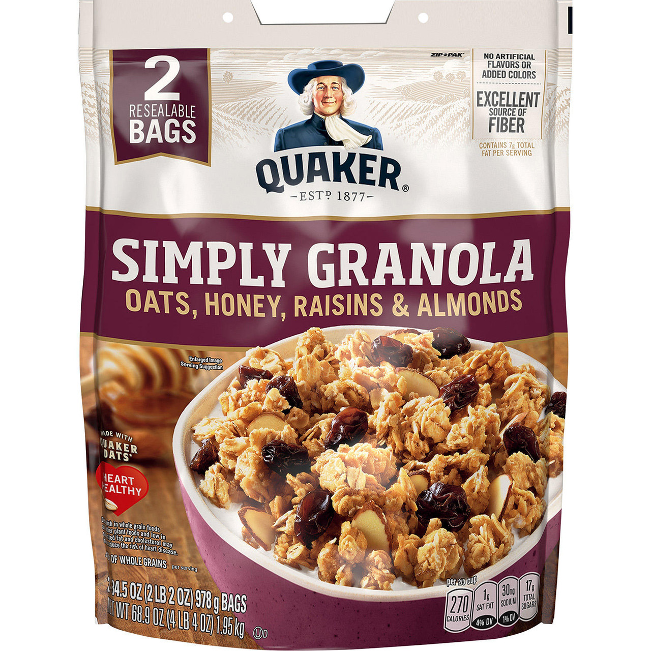 Quaker Simply Granola (34.5oz., 2 Resealable Bags.) - [From 40.00 - Choose pk Qty ] - *Ships from Miami
