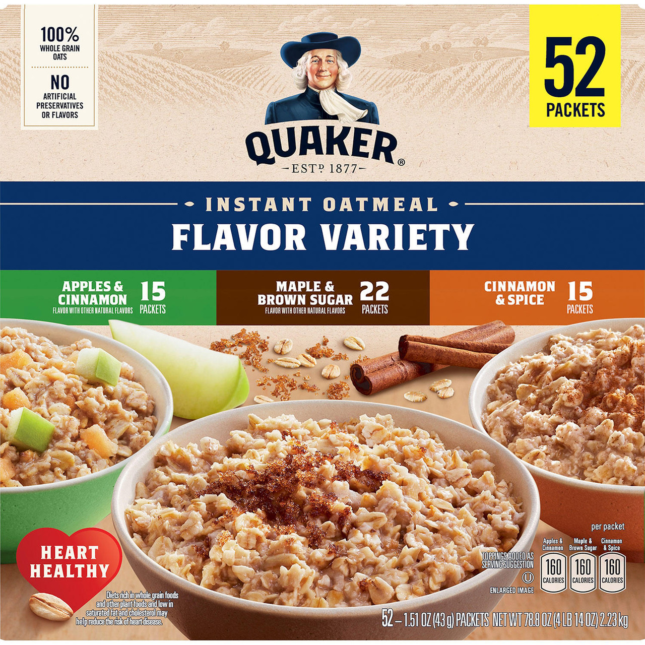Quaker Instant Oatmeal Variety Pack (52 pk.) - [From 66.00 - Choose pk Qty ] - *Ships from Miami