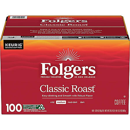 Folgers Classic Roast Coffee K-Cups (100 ct.) - [From 157.00 - Choose pk Qty ] - *Ships from Miami