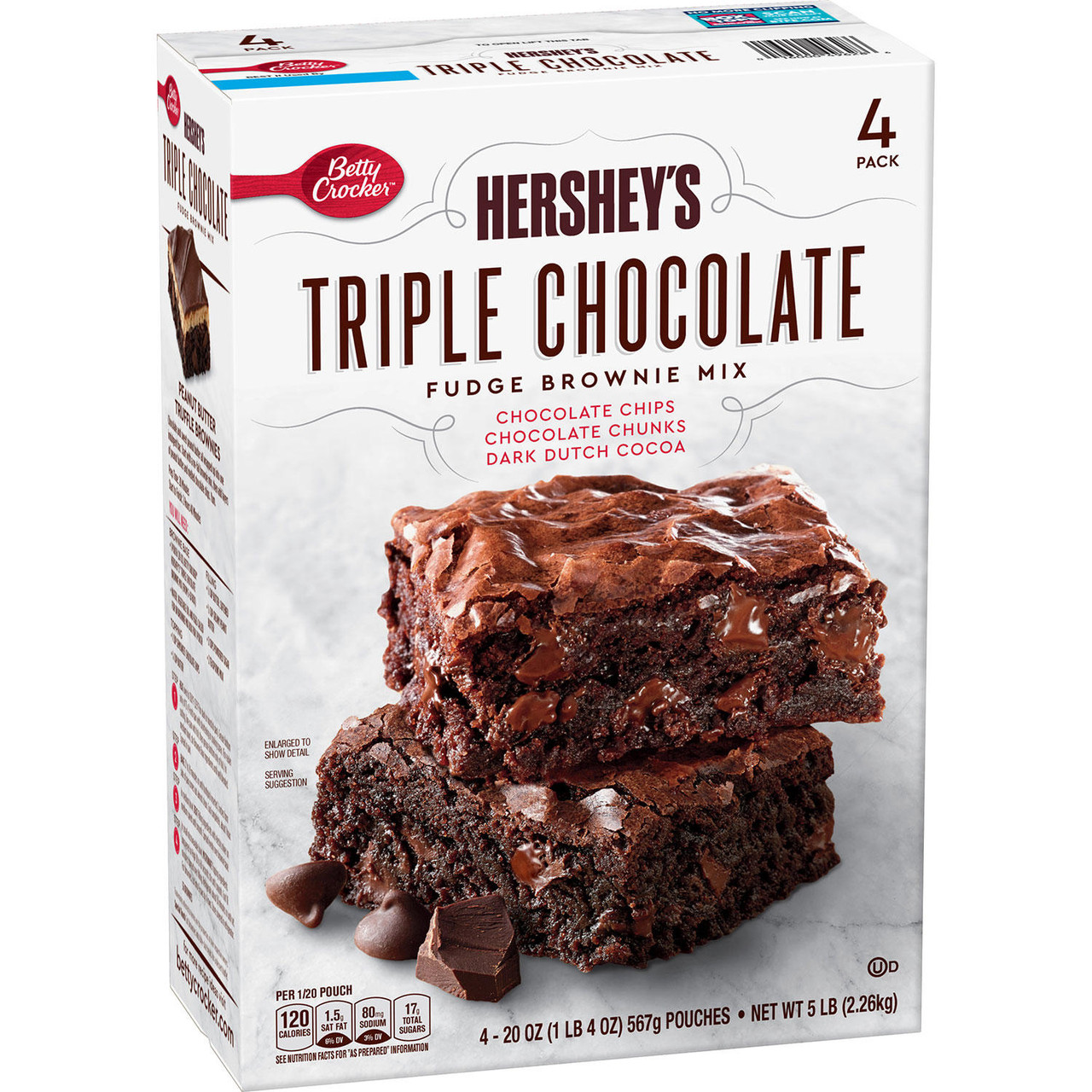 Betty Crocker Hershey's Fudge Brownie Mix, Triple Chocolate (20 oz., 4 pk.) - [From 52.00 - Choose pk Qty ] - *Ships from Miami