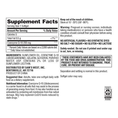 Member's Mark CoQ10 Softgels, 200 mg, 180 ct. - [From 74.00 - Choose pk Qty ] - *Ships from Miami
