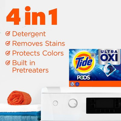 Tide PODS Liquid Detergent Pacs, 4-in-1 Ultra Oxi, 104 Ct. - [From 112.00 - Choose pk Qty ] - *Ships from Miami