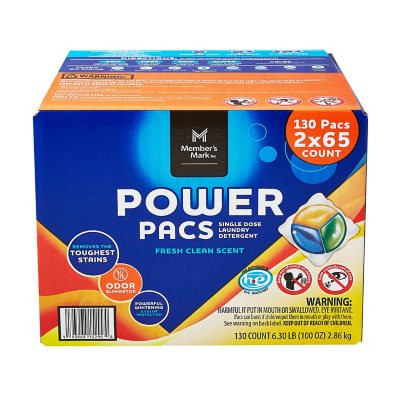 Member's Mark Laundry Detergent Power Pacs, Fresh Clean Scent 130 ct. - [From 87.00 - Choose pk Qty ] - *Ships from Miami