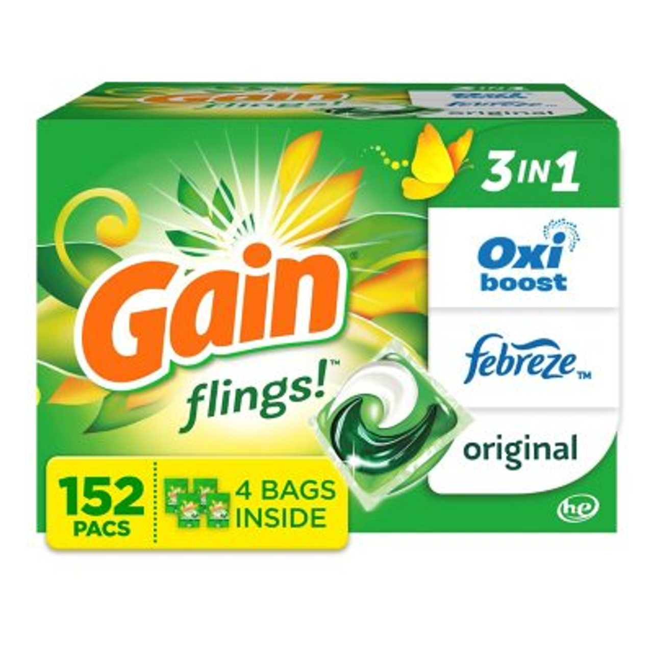 Gain Flings! Liquid Laundry Detergent Pacs, Original Scent (152 ct.) - *In Store