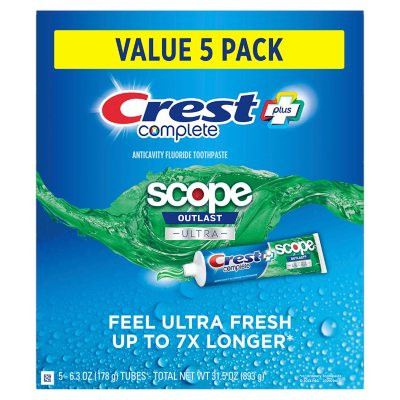 Crest Complete + Scope Outlast Ultra Toothpaste (6.3 oz., 5 pk.) - *In Store