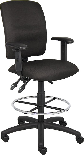 Boss Multifunction Drafting Stool with Adjustable Arms - Nylon - Black  - *Ships from Miami