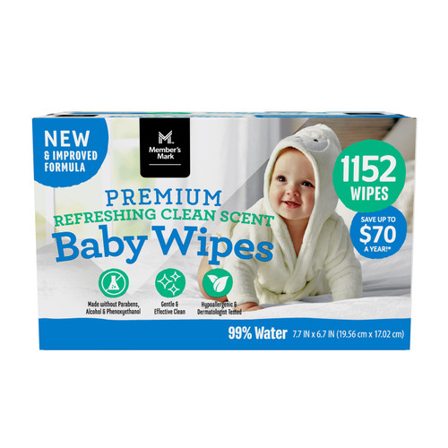 Member's Mark Premium Refreshing Clean Scented Baby Wipes (1152 ct.) - *In Store
