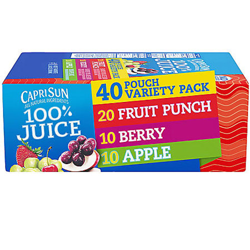 Capri Sun 100% Juice Variety Pack (6oz / 40pk) - [From 66.00 - Choose pk Qty ] - *Ships from Miami