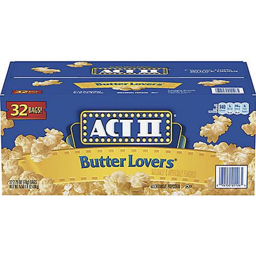 ACT II Butter Lovers Microwave Popcorn (2.75 oz., 32 pk.) - [From 48.00 - Choose pk Qty ] - *Ships from Miami