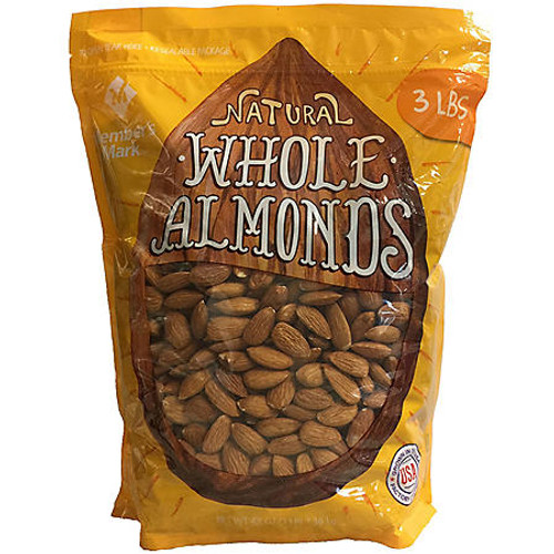 Member's Mark Natural Whole Almonds (3 lbs.) - [From 46.00 - Choose pk Qty ] - *Ships from Miami
