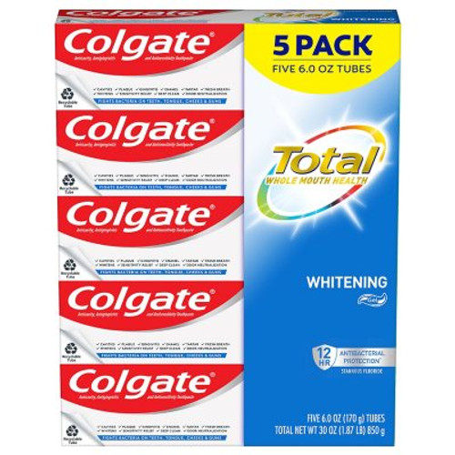 Colgate Total Whitening Gel Toothpaste (6 oz., 5 pk.) - [From 57.00 - Choose pk Qty ] - *Ships from Miami