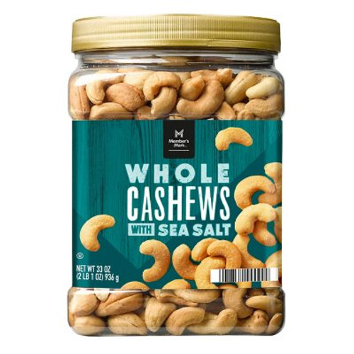 Member's Mark Roasted Whole Cashews with Sea Salt (33 oz.) - [From 50.00 - Choose pk Qty ] - *Ships from Miami