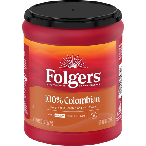 Folgers 100% Colombian Coffee, Medium Roast Ground Coffee, 9.6 Ounce Canister - [From 23.00 - Choose pk Qty ] - *Ships from Miami