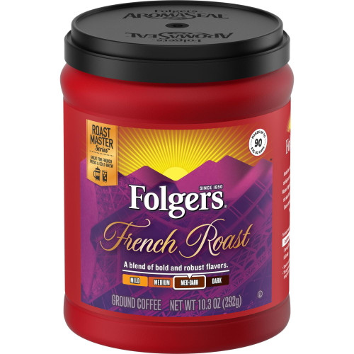 Folgers French Roast Medium-Dark Roast Ground Coffee, 10.3-Ounce Canister - [From 33.00 - Choose pk Qty ] - *Ships from Miami