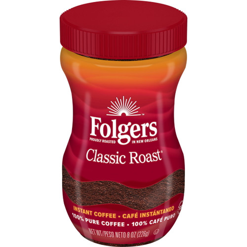 Folgers Classic Roast Instant Coffee Crystals, 8-Ounce Jar - [From 28.00 - Choose pk Qty ] - *Ships from Miami