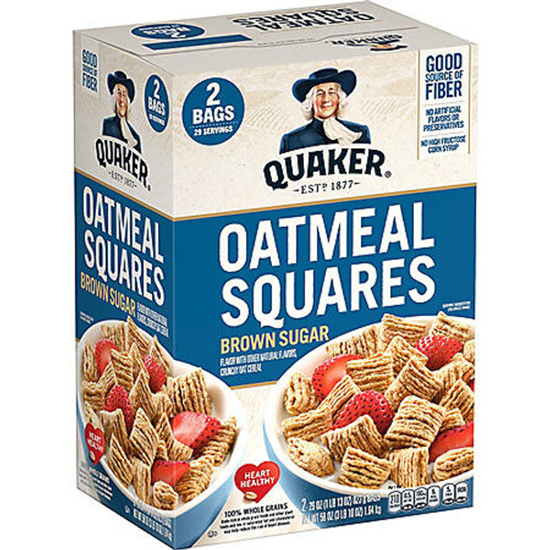 Quaker Oatmeal Squares, Brown Sugar (29 oz., 2 pk.) - [From 47.00 - Choose pk Qty ] - *Ships from Miami