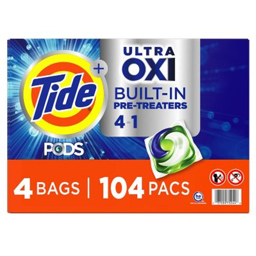 Tide PODS + Ultra Oxi Liquid Detergent Pacs (104 pacs) - [From 114.00 - Choose pk Qty ] - *Ships from Miami