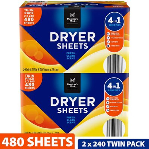 Member's Mark Fabric Softener Dryer Sheets (480 ct.) - [From 40.00 - Choose pk Qty ] - *Ships from Miami