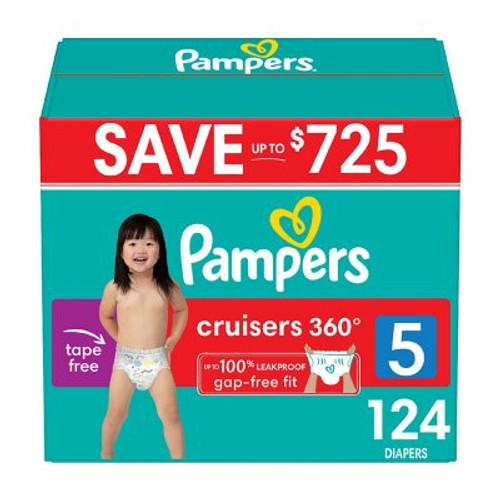 Pampers Cruisers 360 Diapers Gap-Free Fit Size 5 - 124 ct. (27+ lbs.) - *Pre-Order