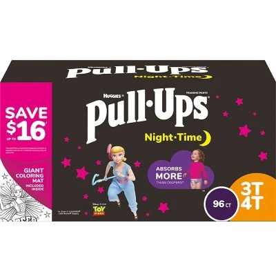 Huggies Pull-Ups Nighttime Training Underwear for Girls 3T-4T - 96 ct. (32-40 lbs) - *Pre-Order