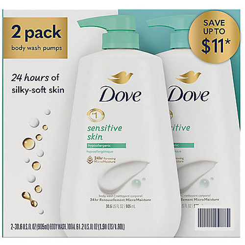 Dove Sensitive Skin Hypoallergenic Body Wash (30.6 fl. oz., 2 pk.) - [From 63.00 - Choose pk Qty ] - *Ships from Miami