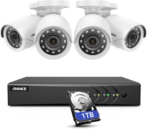 ANNKE 5MP (3K) Lite, 8 CH System, 5MP Lite, 8 Ch Hybrid  5-in1 Surveillance DVR,  4x 2MP  100ft IR Bullet White Camera,   4x 60ft Cable , (1TB HDD) - *Pre-Order