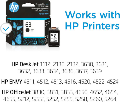 HP 63 (F6U62AN) Black Original Ink Cartridge (1 Pk) - [From 89.00 - Choose pk Qty ] - *Ships from Miami