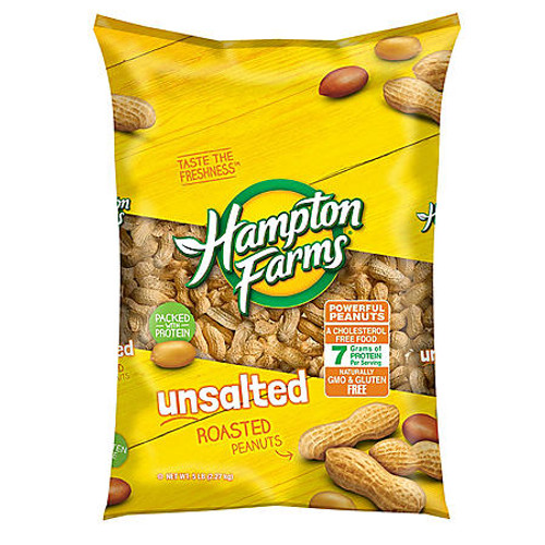 Hampton Farms Unsalted In-Shell Peanuts (5lbs) - [From 42.00 - Choose pk Qty ] - *Ships from Miami