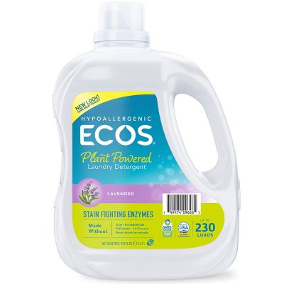 ECOS Hypoallergenic Liquid Laundry Detergent + Enzymes, Lavender Scent (230 loads, 210 fl. oz.) - *Pre-Order