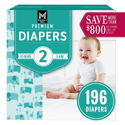 Member's Mark Premium Baby Diapers Size 2 - 196 ct. (12-18 lbs.) - *Pre-Order