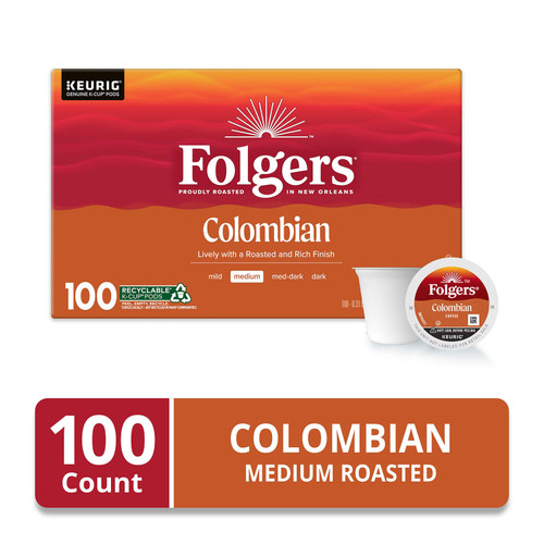 Folgers 100% Colombian Medium Roast Coffee K-Cups (100 ct.) - *Pre-Order