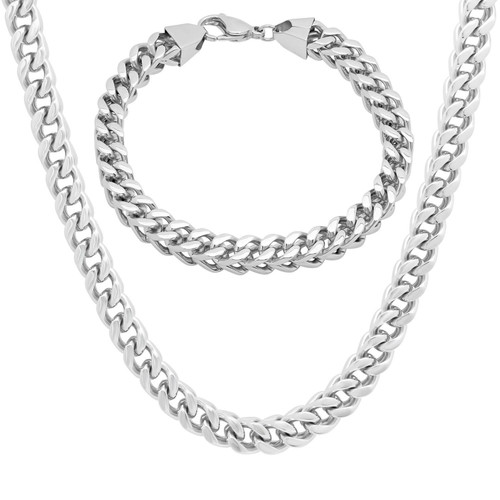 Stainless Steel Franco Link Chain and Bracelet Set - *Special Order