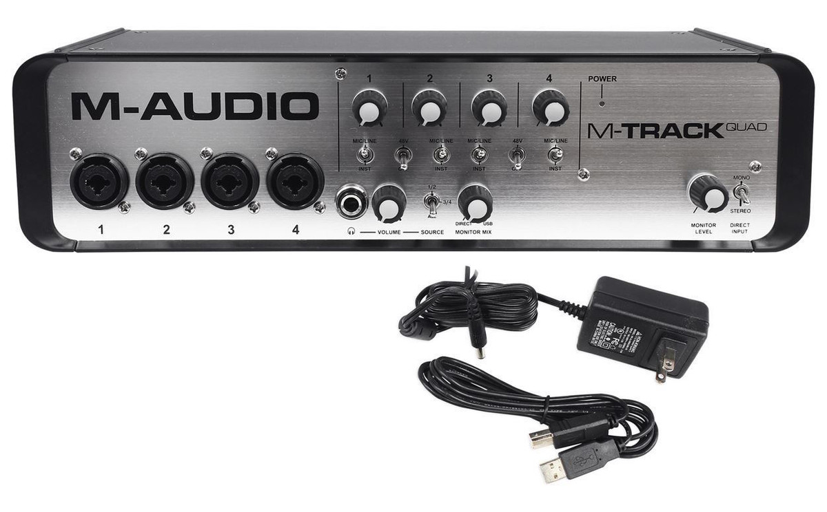 Juventud frecuencia Enriquecer M-Audio M-Track Quad MTRACKQUAD 24 Bit 4 Channel USB MIDI Audio Interface -  Rockville Audio