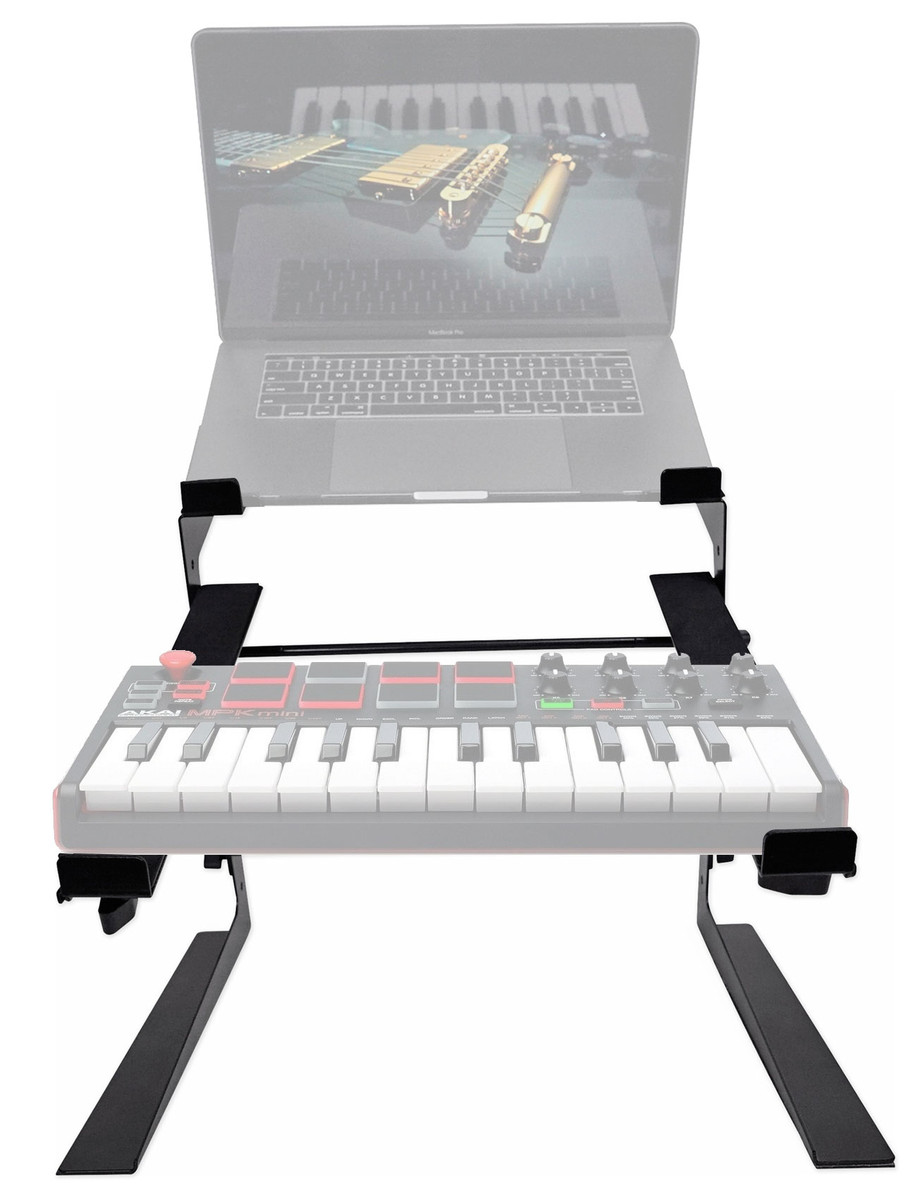 Rockville Dual Shelf Laptop+Controller Stand for Akai MPK Mini mkII Keyboard