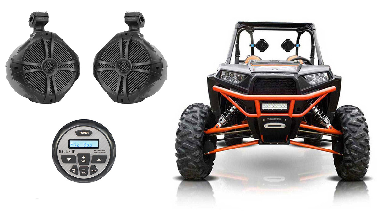 (2) Rockville 8" 300w Tower Speakers+Bluetooth Receiver For Polaris RZR