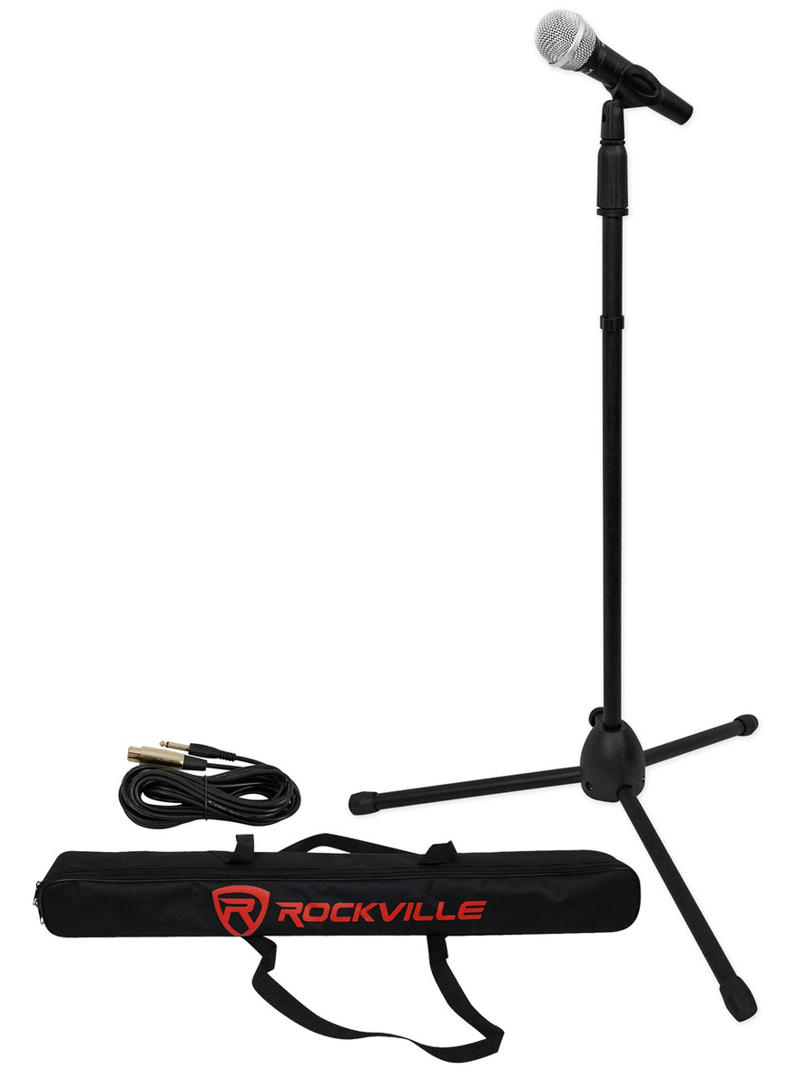 Rockville Pro Mic Kit 1 Karaoke Vocal Microphone + Mic Stand +