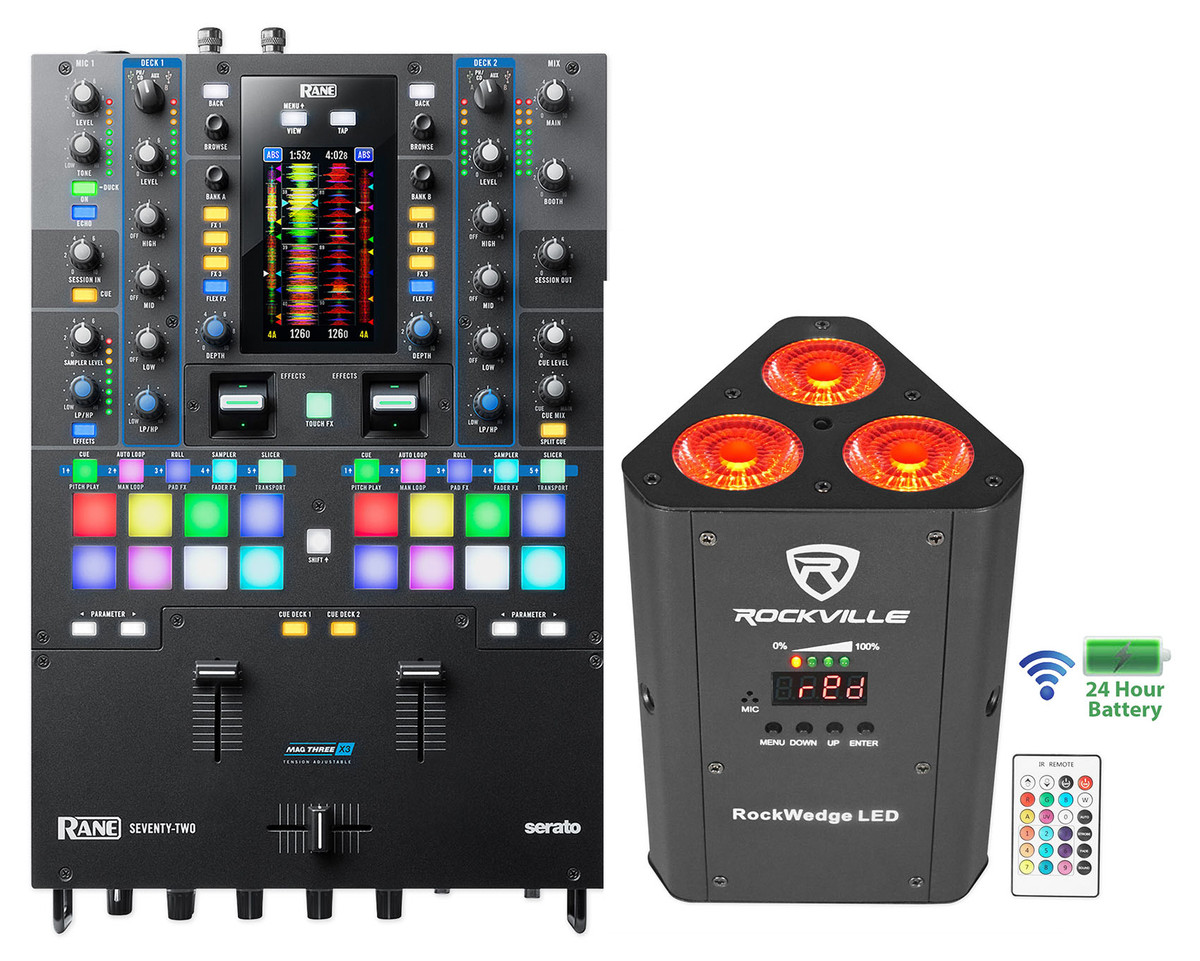 RANE SEVENTY-TWO 2-Ch. Serato DJ Mixer Interface w/ 16 Pads+Wireless Par  Light