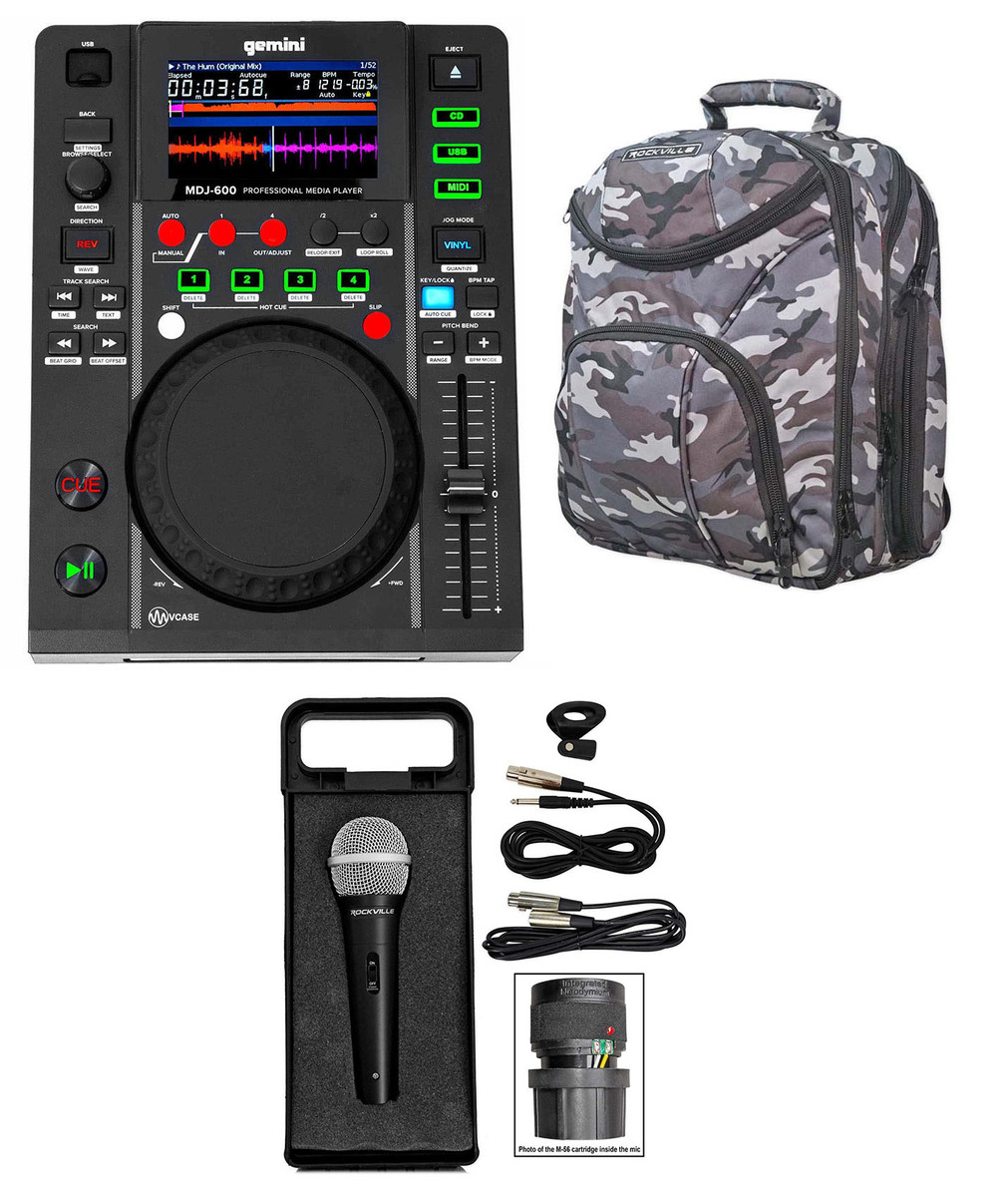 Gemini MDJ-600 Tabletop USB/CD Media Player DJ MIDI Controller+Mic+CAMOPACK