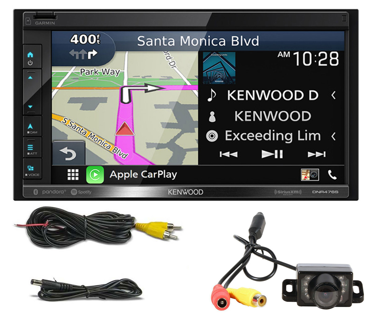 Kenwood DNR476S 6.8 Navigation/Android Auto/Carplay/Bluetooth  Receiver+Camera - Rockville Audio