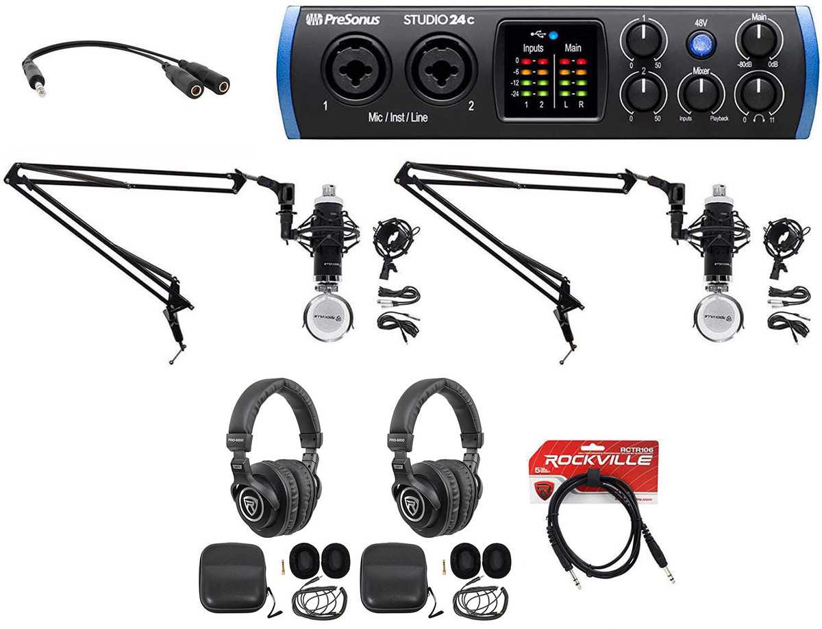 Presonus STUDIO 24C 2x2 USB-C Audio MIDI Recording Interface and Studio  Microphone - Rockville Audio