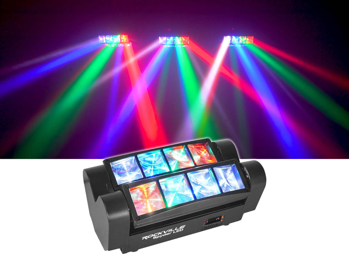 Rockville Spyder LED (8) Beam Moving Head Motorized DMX DJ/Party