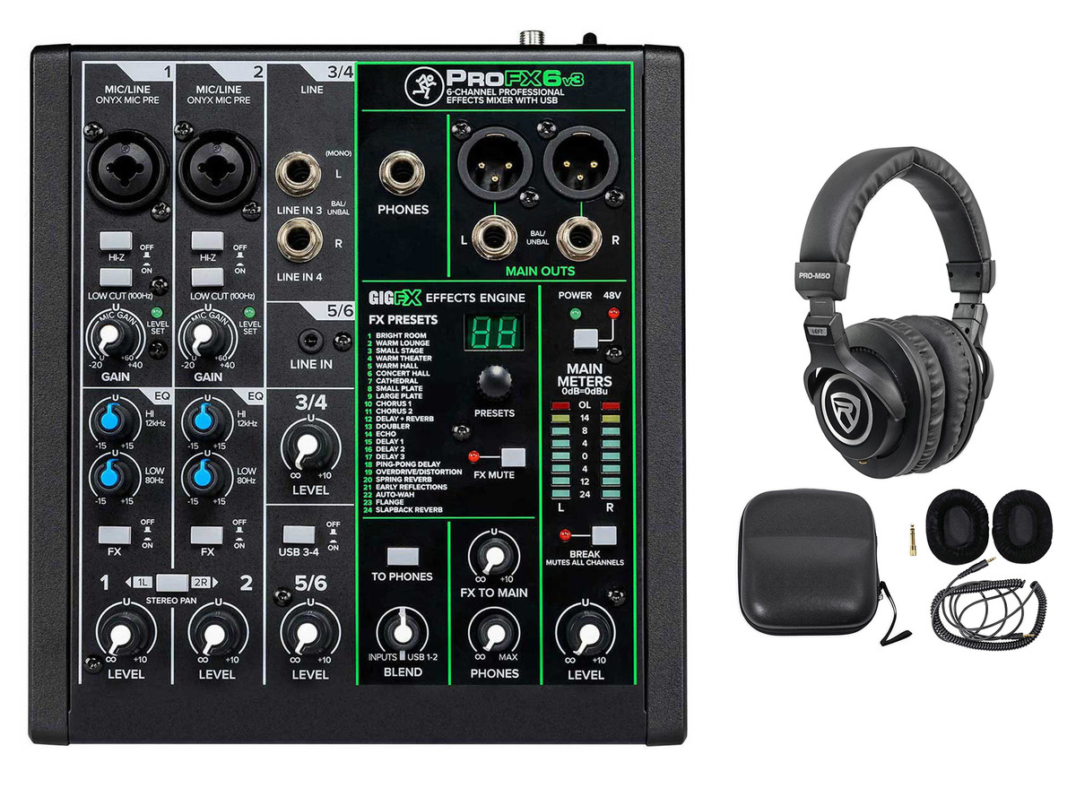 Mackie ProFX6v3 6-Channel Professional Effects Mixer w/USB ProFX6  v3+Headphones 204.95