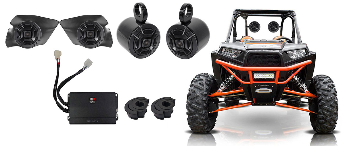 Polk Audio Kick Panel+Tower Speakers+Amp For 201417 Polaris RZR 1000