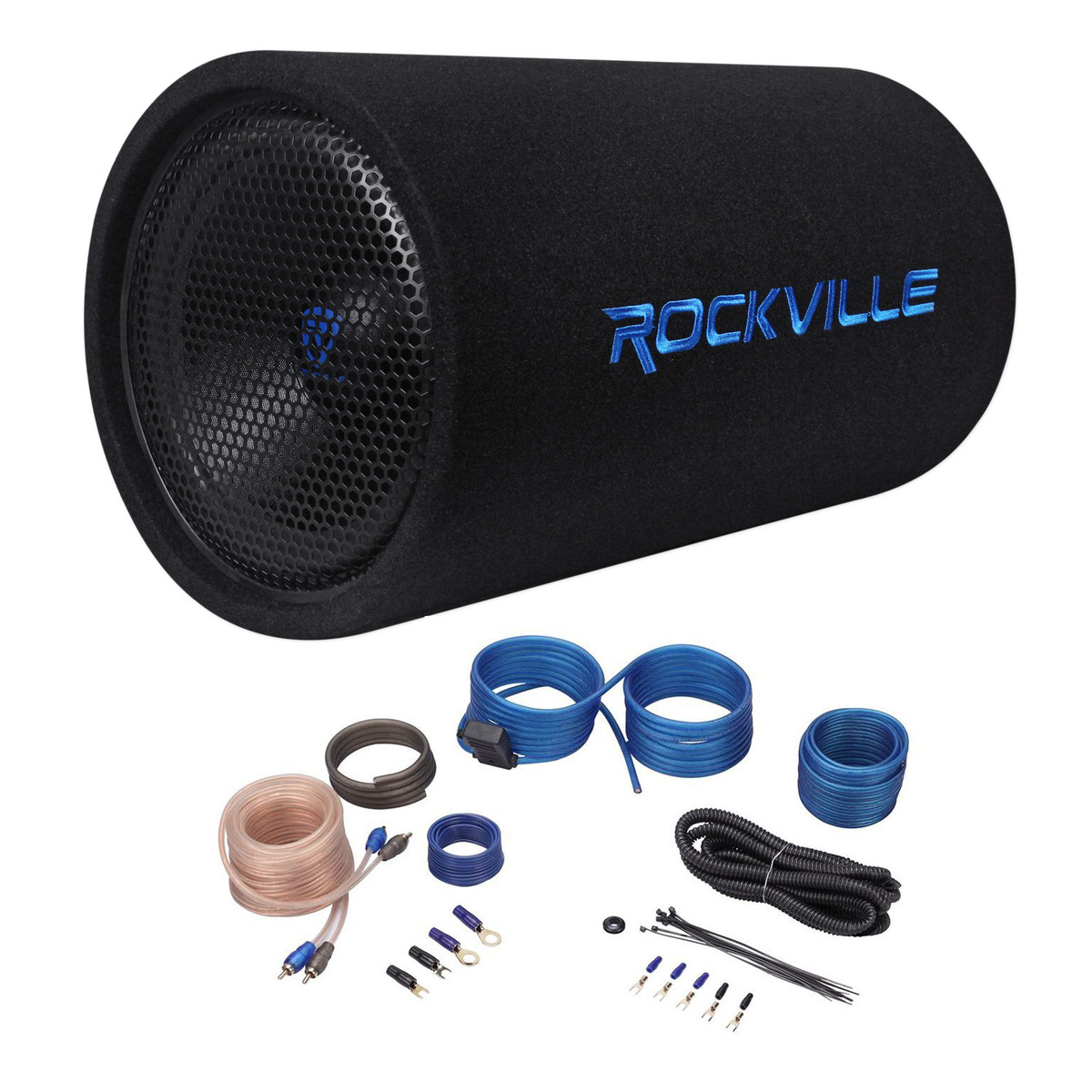 Rockville RTB12A 12" 600w Subwoofer Tube + Bass Remote+Amp Kit
