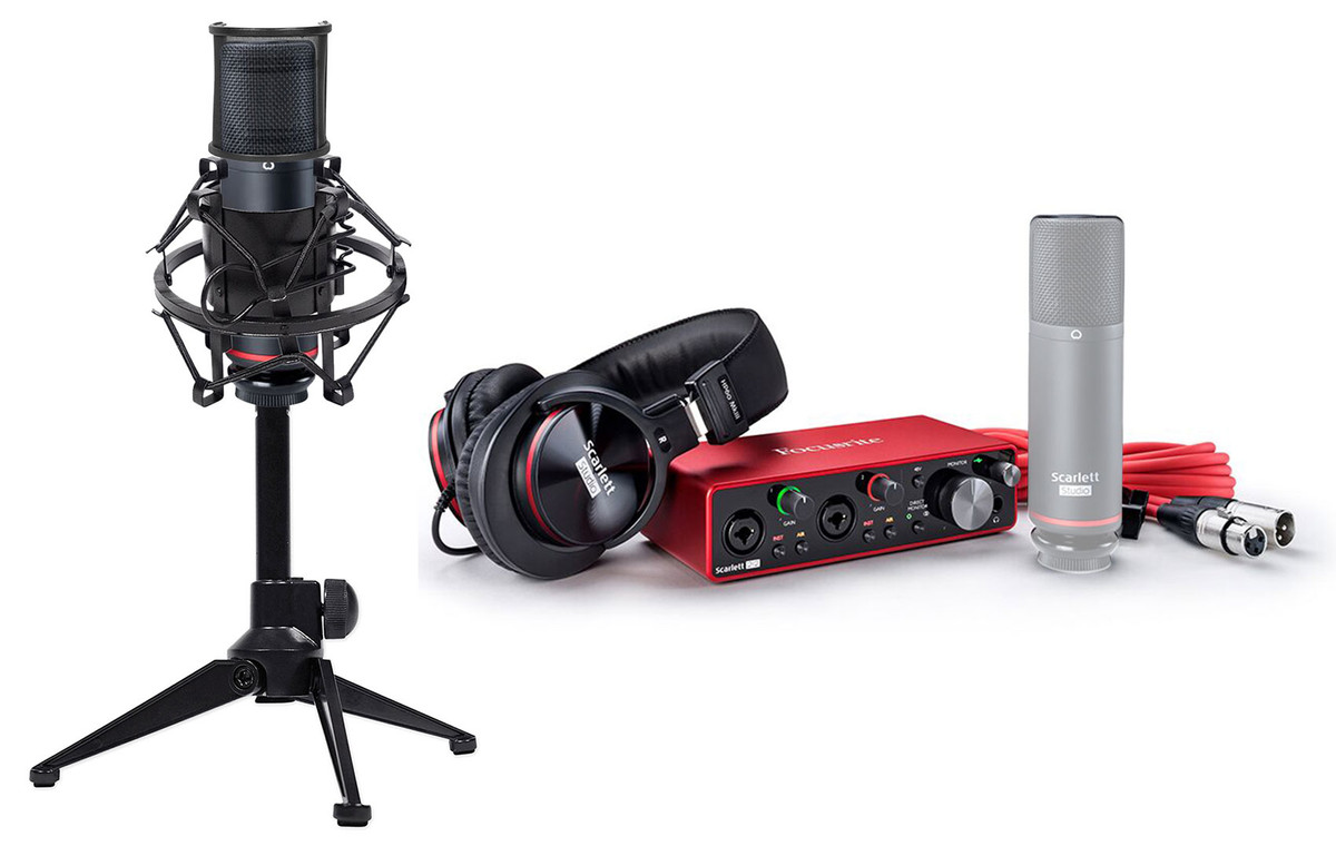 Focusrite SCARLETT 2I2 STUDIO 3rd Gen Interface +Mic+Headphones+Stand and  Pop Filter