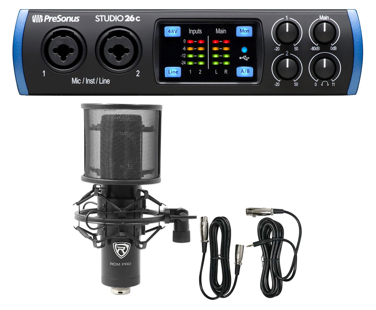 26C　Recording　Presonus　Interface+Studio　Rockville　MIDI　USB-C　STUDIO　Microphone　Audio　2x4　Audio