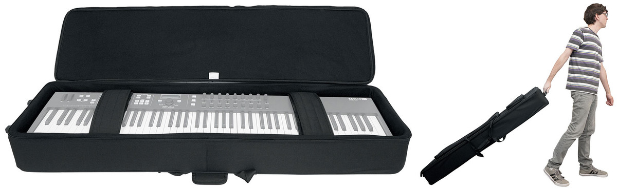 Rockville 76 Key Keyboard Case w/Wheels+Trolley Handle For Yamaha