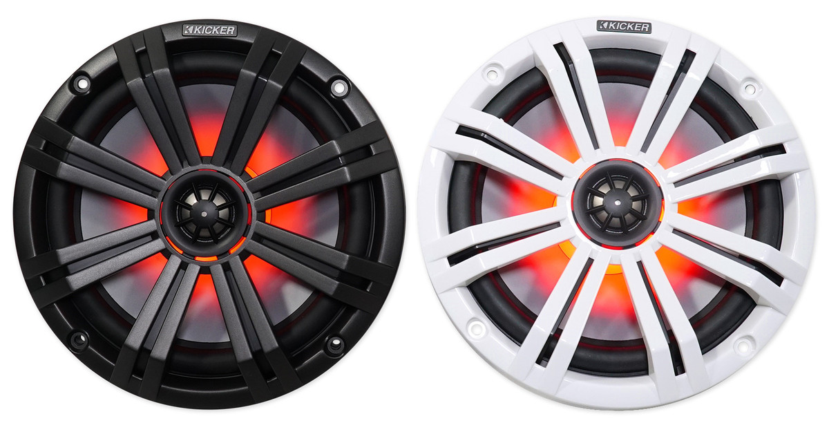 2 KICKER 45KM84L 8" 600w Marine Boat LED Speakers+Powersports Handlebar